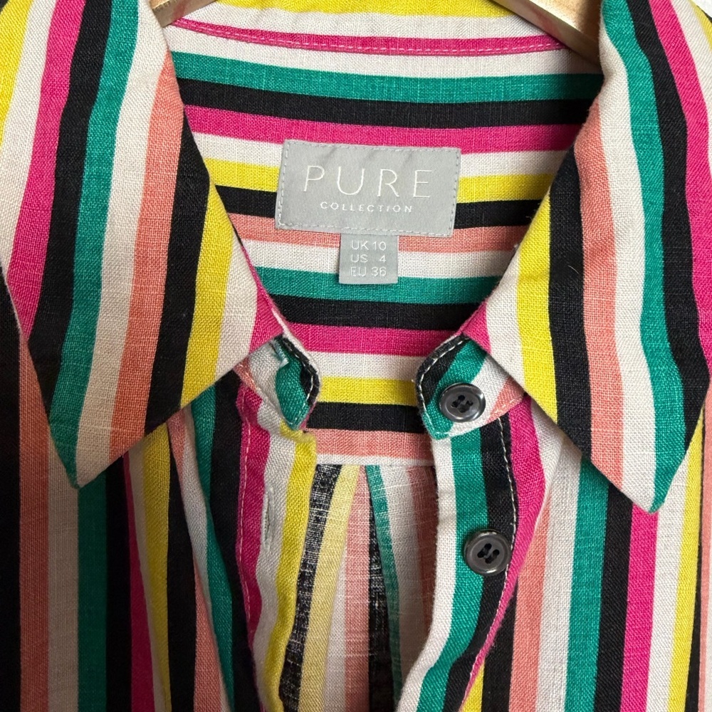 Pure Collection Multicolor Striped Long Sleeve Dress Size 10 - Picture 7 of 12
